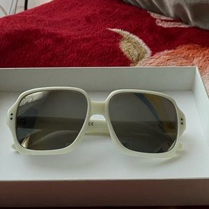 Celine CL400741 25C Sunglasses White, Silver Mirror Lenses